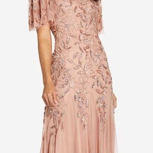Adrianna papell beaded flutter sleeve gown